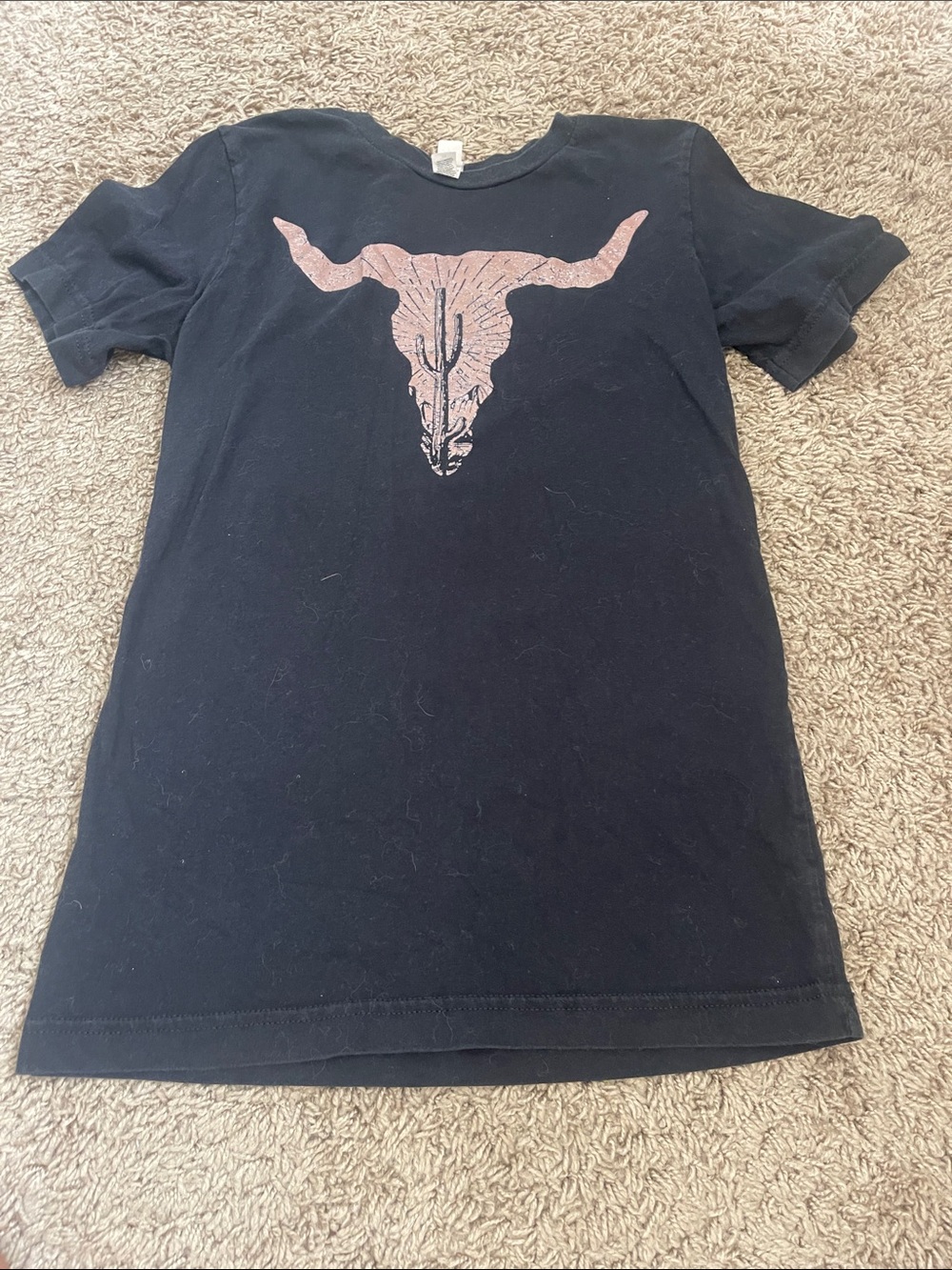 Bella Canvas Black Short-Sleeve Tee with Faded Pink Bull Skull